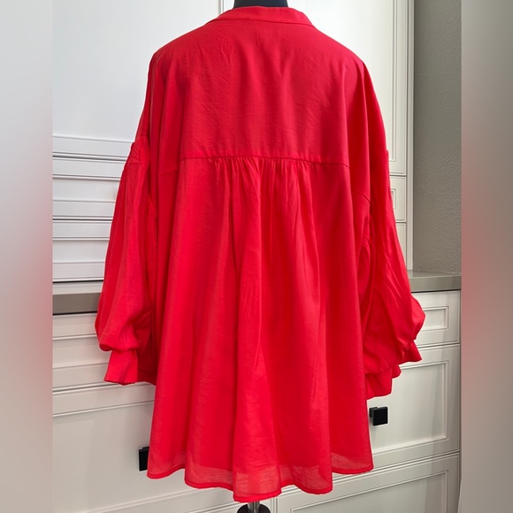 Women's Red Blouse Ruffle Sleeves Plus Size 2X - Picture 4 of 7
